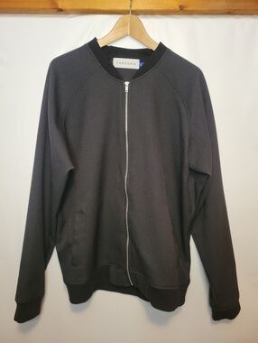 Caposhie Men's Black Full-Zip Varsity Jacket